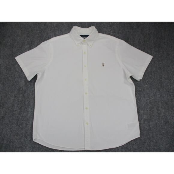 Ralph Lauren Shirt Mens XL White Short Sleeve Button Down Oxford RL Untucked - Picture 1 of 16